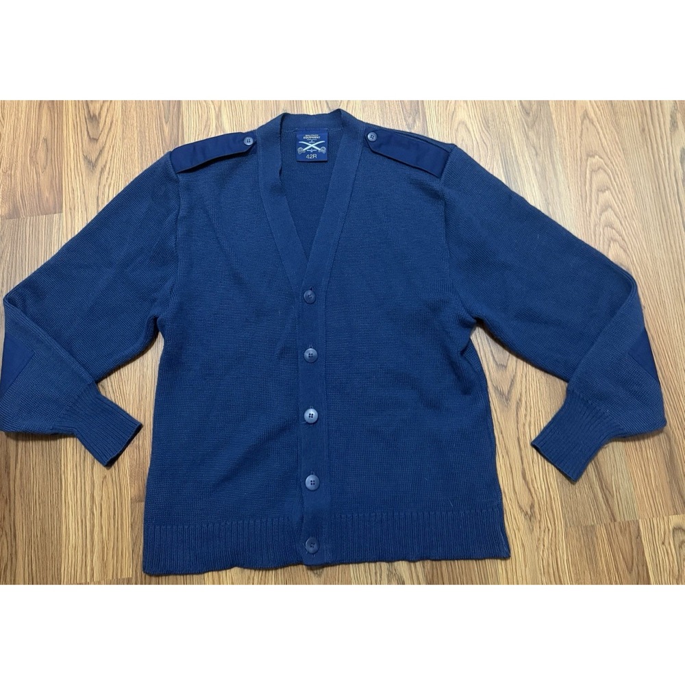 USAF Cardigan Sweater Mens Small 42R Wool Blend Elbow Patches Made In Britain